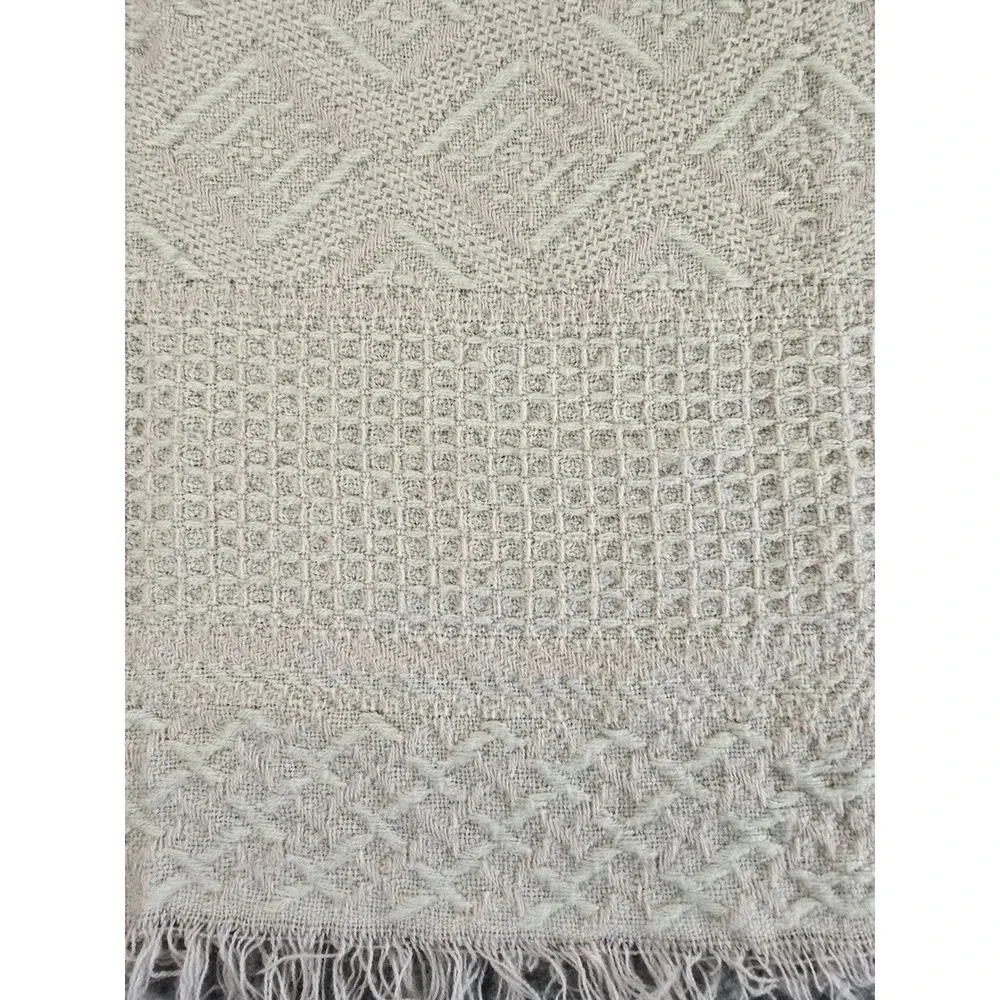 Vintage Woven Geometric Fringe Throw Baby Blanket Soft Pink Boho Textured 42x32